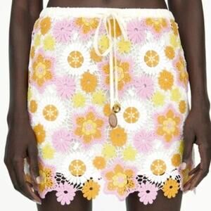 ZARA Floral Crochet Retro Mini Skirt - Medium